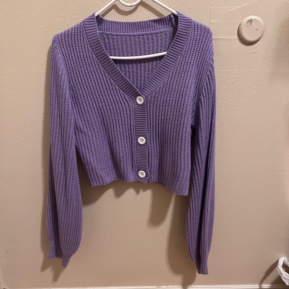 Cute Purple Cardigan Sweater